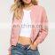 2017 Spring woman coats and jackets soft fabric women plain bomber jacket wholesale