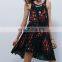 New 2015 African Clothes Designs Floral Printed Elegant Chiffon Casual Swing Dresses NT6749