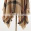 new autumn winter highneck tartan pullover poncho wholesale