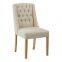 Linen Dining Chair in Solid Wood,with Buttons