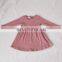 Hot Sales Kids Girls Dresses Baby Ribbed Long Sleeve Dress Smoking Ribbed Cotton Dress