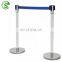 Iron base stainless steel belt crowd control retractable barrier queue stanchion pole