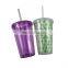 High Quality Acrylic Double Wall Plastic Boba Bubble Tea Cups PP Smoothie Juice Cups with Lids