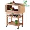 Rolling Bamboo Wood Kitchen Island Cart Trolley Cabinet w/Towel Rack Drawer Shelves Dinner car