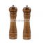 Oak Wood Salt and Pepper Mill Set, Pepper Grinders, Salt Shakers with Adjustable Ceramic Rotor- 8 inches -Pack of 2