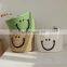 Cute Smiley Small Cotton Woven Basket Hand Woven Rope Cosmetics Basket