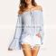 Tops For Women Sheer Summer Sexy Shirts Plain Light Blue Long Flare off shoulder women blouse B006