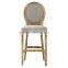 Louis Cottage antique Beige Linen Oak wood Barstool