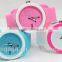 pink silicone quartz watch for school girls and boys