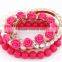 Fashion jewelry mix crystal plastic pearls beaded rose flower stretch bracelet