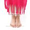 Christmas boutique hot pink tube tassel girl frock 3/4 sleeves fancy baby girl birthday dresses