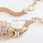 korea style fashion ladies nad women metal shiny rhinestone petal alender waist chain