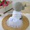 banquet white lace girl eveningdress with pearl bow cat dog pet wear pet apparel