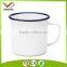 Plain color rolled rim 8cm diameter enamel printing ink coffee cup mug