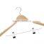 Wooden clothes hanger with clips