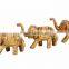Large Vintage Brass Set of 3 Elephant Figurine Ornate Engraving Lucky Symbol W Trunk UP