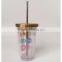 16oz BPA-free Acrylic Cold Drinking Tumbler With Straw & Stainless Steel Lid
