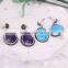 Natural Turquoise Agate Amethyst Gem Stone Earring, Free Form Shape Pave Crystal Jewelry Stud Druzy Earrings
