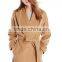 2015 Winter Ladies Shawl Collar Coats Calf -Length Boutique Wool Coats With Self-tie