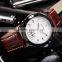Stainless Steel Black Case Date Leather Strap Analog Quartz Casual Men Watch