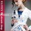 2015 European Design White&Blue Turn-Down Collar Ladies Overcoat Winter Dress
