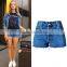New arrival middle-waisted washed ragged hem sexy denim womens shorts