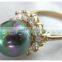 18K gold ring diamond ring and seawater pearl ring