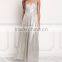 Latest Women Shine Silver Grid Metallic Cross Strap Maxi Gown Ladies Long Evening Party Wear Gown Designs HSd5040