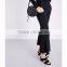 Customized Lady's Apparel Flared Cropped Mid-rise Belt Loops Structured Waist Crepe Trousers(DQM004P)