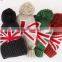 sales cheap UK flag knitted winter hats with ball top pom pom