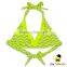 Summer New Model Design Fluorescence color Striped Halter Separable Type Teen Girl Bikini Bra Swimwear