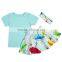 Blank tees and skirt set,4th of july girls outfits kids patriotic ruffle clothes M6051404