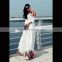 onen 2016 New Women Dresses With White Floral Maxi Dress Women Floral party evening Dress Women Clothing