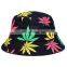 Unisex Black DoodleColor Maple Leaf Sunshade Bucket Hat Boonie Hunting Fishing Outdoor Cap Women's Summer Sun Hats