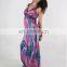 New Women Front Flower Printed Sleeveless Maxi Long Dress