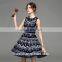 Ladies fashion summer dress 2016 sleeveless round neck embroidery dress designs