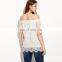 2017 summer lace flower shirt one shoulder shirt cute short slevee shirt for ladies