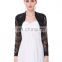 Stock Womens Ladies Long Sleeve Cropped Black Lace Shrug Bolero BP000049-1