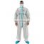China PP+PE White Paint Doctor Protection Suit With CE Level 5 6 Medical Clothing