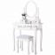 Vanity Makeup Table Set Dressing Table with Stool and Oval Mirror , White (2 Drawer)