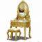 Golden color folding mirrored cosmetic cabinet makeup dresser table for bedroom