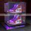 Mgnetic acrylic shoe organizer transparent sneaker box plastic transparent custom printed voice control led shoe box with logo