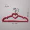 Cheap space-saving heart shape velvet hanger slim non-slip flocked hangers with 2 grooves