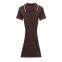 Vestido mini de punto para mujeres con cuello polo de manga corta en estilo europeo y estadounidense