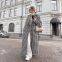 New Fashion White and Black Long Houndstooth Coat Women's Trench Coat Winter Clothes Long Coats for Women