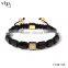 brass 8mm square beads with pave setting knotted beaded bracelet stainless steel rectangle engraving logo slide beads bracelet