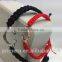 Black And Red Weave Hand Rope Sun Titanium Steel Bracelet