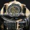 blue hands vintage pilot watch mens leather roman numberal mechanical watch