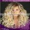 Women Blonde Black Mixed Long curly Lace Front Synthetic Full Wig