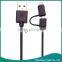 XC003 120cm 2-in-1 Replacement MFI Data Cable for iPhone 5/5S/6/6S/6 Plus/Android Black